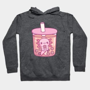 Cute Axolotl In Bubble Tea Funny Hoodie